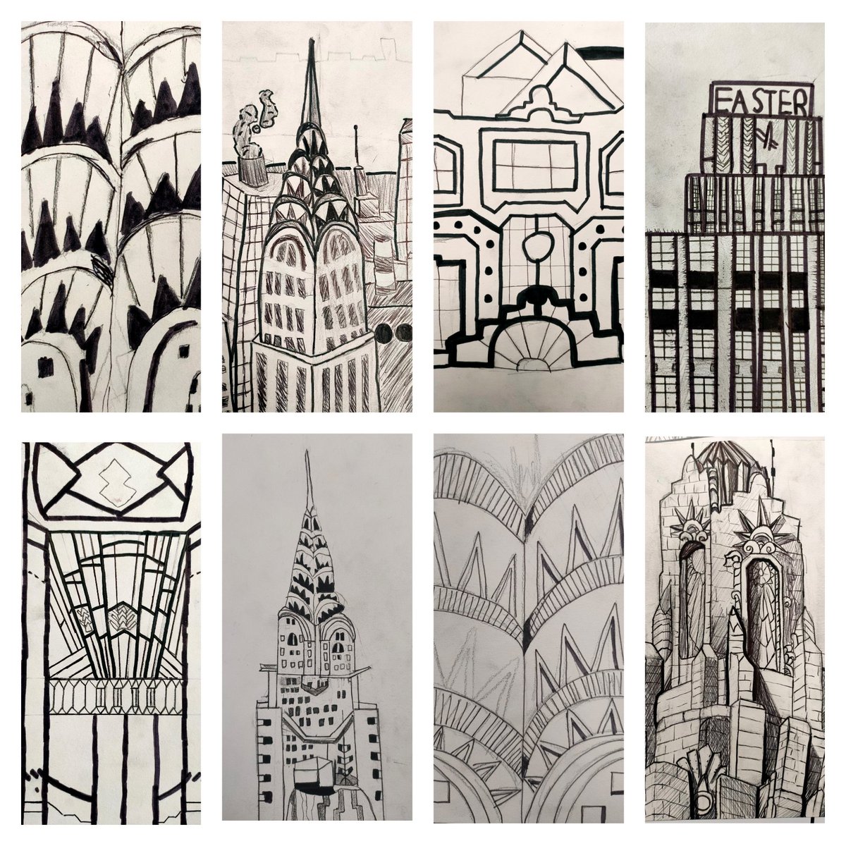 Just a selection of some of the beautiful Art Deco pen drawings from 1D 👏 @stninianshigh #youngartists #talent