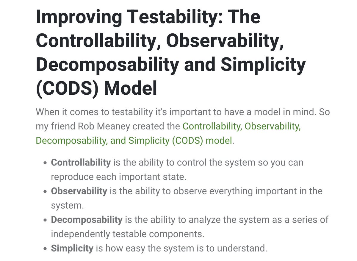 The CODS Model: - Control - Observability - Decomposability - Simplicity