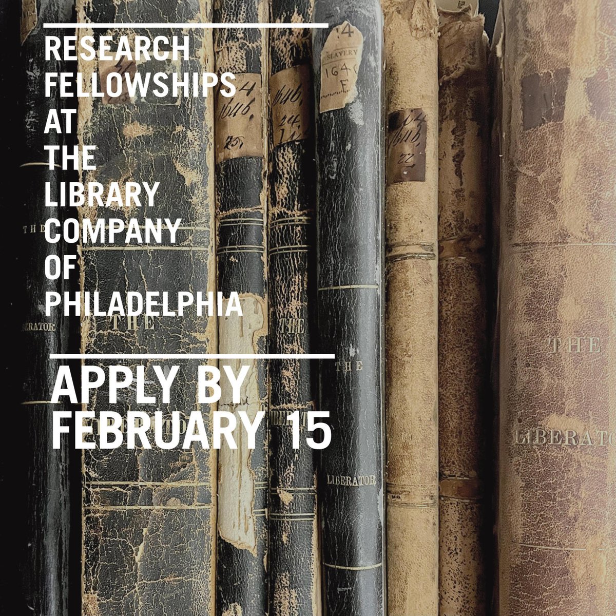 The Library Company (@librarycompany) on Twitter photo Apply for a short-term or dissertation fellowship at <a href="/librarycompany/">The Library Company</a> and/or <a href="/historicalpa/">Historical Society of Pennsylvania</a> by February 15! Details: ow.ly/xiXk50Qtz40 Apply for a short-term or dissertation fellowship at <a href="/librarycompany/">The Library Company</a> and/or <a href="/historicalpa/">Historical Society of Pennsylvania</a> by February 15! Details: ow.ly/xiXk50Qtz40