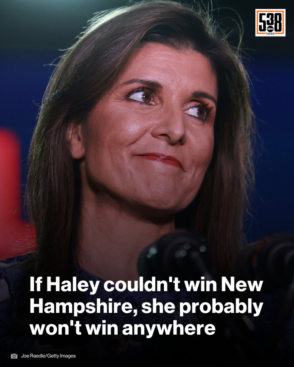 FiveThirtyEight's tweet photo. While most delegates have yet to be awarded and Nikki Haley is still technically contesting the race, it’s not clear where she’ll be able to win any primaries or caucuses; New Hampshire was likely her best shot. https://t.co/vaPXdk7358 https://t.co/v1OnMrg692