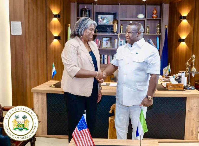 julius_maadabio's tweet image. This morning, I received the United States Ambassador to the United Nations, Linda Thomas-Greenfield (@USAmbUN) at the State Lodge in #Freetown. 

We held useful discussions on strategies for enhancing the longstanding bilateral and diplomatic relations that exist between the