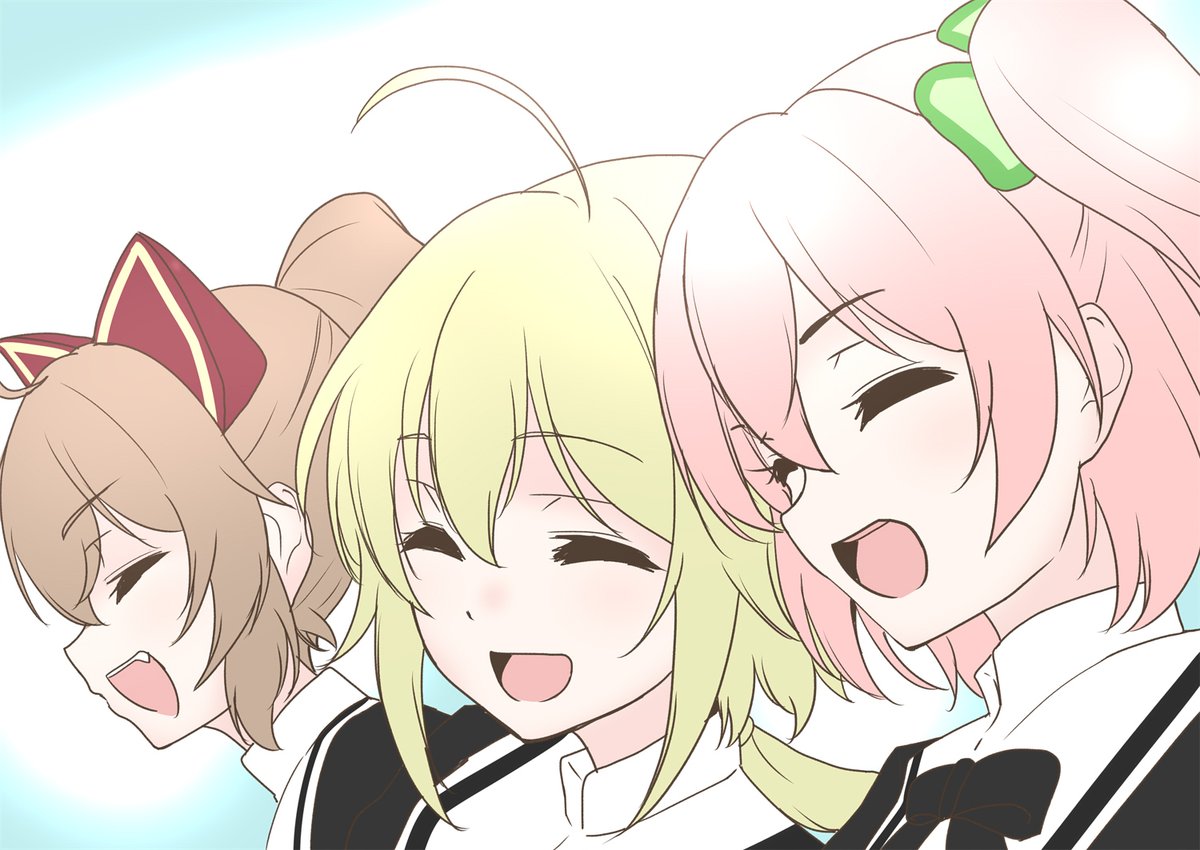 yurigaoka girls academy school uniform multiple girls closed eyes 3girls ahoge smile open mouth  illustration images