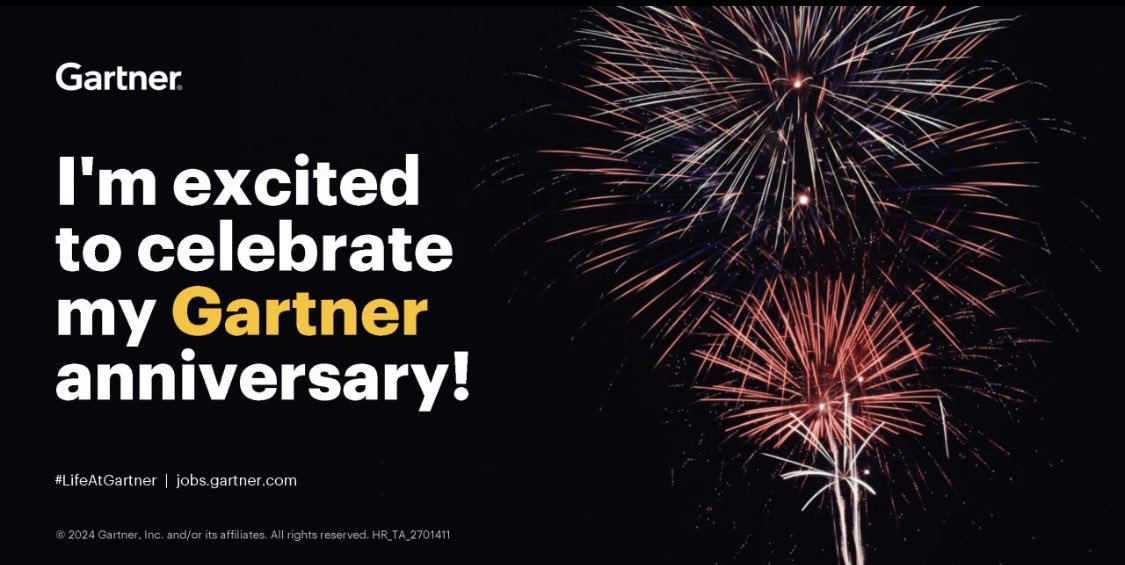 Today I celebrate 2 years at <a href="/Gartner_inc/">Gartner</a>! 😄 I’m so grateful to be part of the incredible <a href="/Gartner_DM/">Gartner Digital Markets</a> team &amp; to love where I work &amp; the work that I do. And it’s the people I get to work with that make all the difference! 🙌 Looking forward to many more years of #LifeAtGartner 🎉