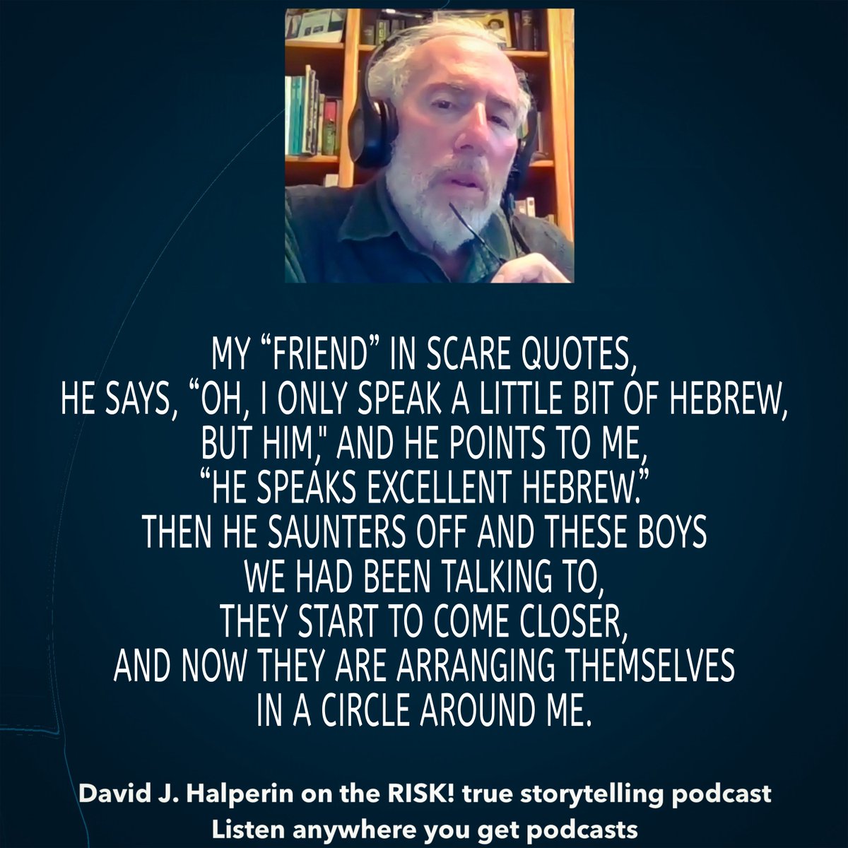 JournalUFO's tweet photo. My story "Grace in Gaza" just went live on the @RISKshow storytelling podcast! (https://t.co/tputFuSJx1; my segment starts at about 29' 44".) What happened to me in #Gaza 50 years ago. Scary at first - but a moment of grace? #davidjhalperin #israel #hebrew #arabic https://t.co/aRo2pPp2Vw