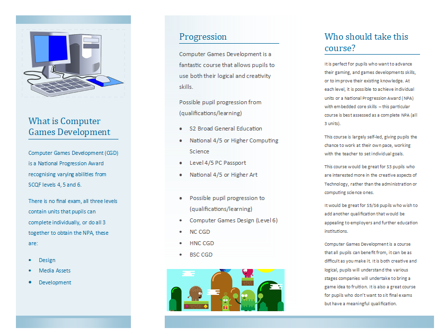 Check out more information on the courses available in Business Education and Computing Science