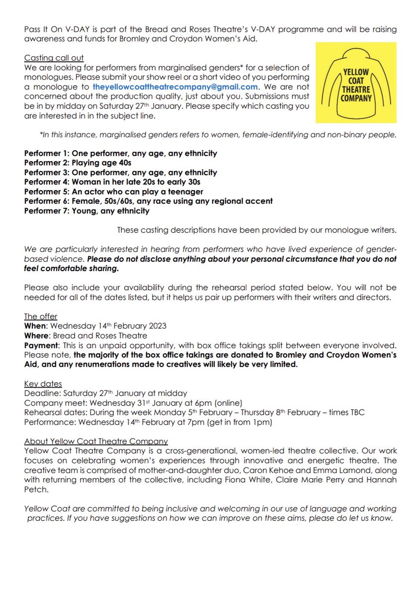 Yellow Coat Theatre Company tweet media