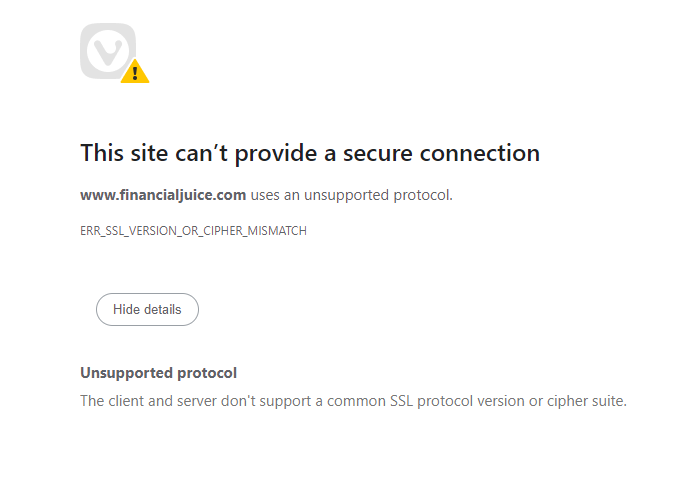 LadyJenn1fer's tweet photo. @financialjuice 
Just seeing this in Edge, Chrome, Vivaldi when visiting your site... https://t.co/va7MKJ0ssu