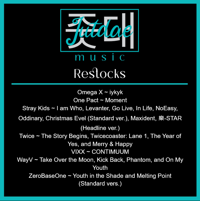 JutdaeMusic's tweet photo. 🎶 Wednesday Restock 🎶
It is time for our weekly restock! Lots of fun stuff both new and old arrived this week
#jutdae #jutdaemusic #kpopclt #kpopcharlotte #charlottekpop #cltkpop #nckpop #kpopnc #kpopstore #kpopsmallbusiness #kpop #kpopalbum https://t.co/jIi48vcdzC