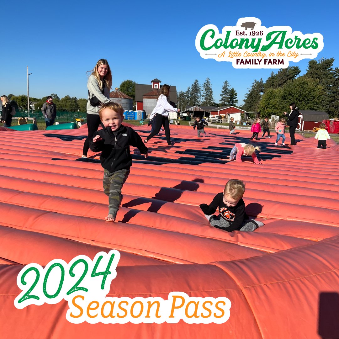 Get ready to unlock endless farm fun and save in 2024 with our season pass! 🚜🎉 Dive into adventure all season long at Colony Acres and get your season pass ahead of time at colonyacres.farm/buy-tickets/. You don't want to miss out on unlimited visits and non-stop excitement! 🌻🍂🌾