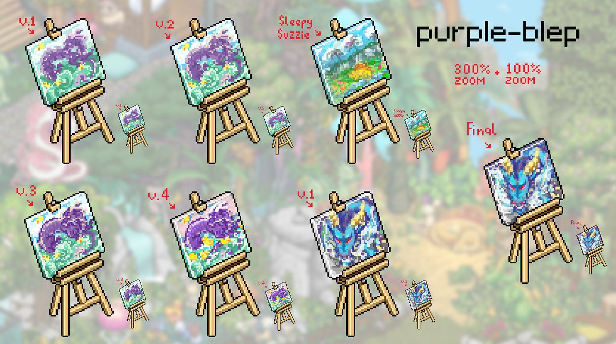 Here's a bunch of my WIP designs I was messing around with for the Habbo Easel contest, pretty happy with the end result, had a lot of fun working on all of these and would love to do it again sometime. #Habbo #HabboEasel #HabboHotel #Pixelart