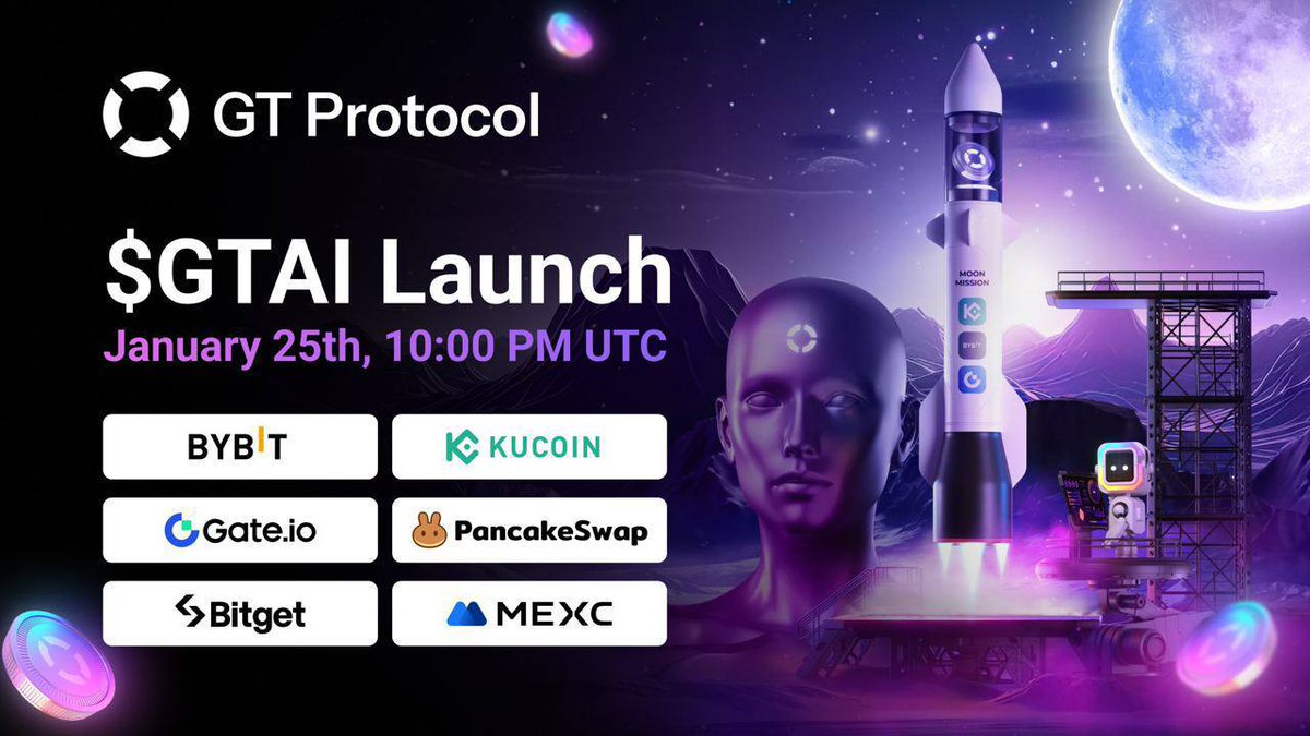 DDC_2023's tweet photo. Template Vietnamkols Telegram:

👍 @GTProtocol 
📈 $GTAI Listing: ngày 25 tháng 1, 10:00 AM UTC. 
Giao thức này được thiết kế để tích hợp vào nền tảng Web3 và Web2, cung cấp cho người dùng quyền truy cập vào các khoản đầu tư CeFi, DeFi và NFT thông qua giao diện hỗ trợ AI.

CEXs list:
📈 Bybit | 🟢 KuCoin |🪙 https://t.co/lEPRZIdK0s | 📈MEXC | 📈BitGet
⚡️ 1 More Exchange to be announced!
Pair: GTAI/USDT

DEX's launch: ngày 25 tháng 1, 10:07AM UTC
🐰 PancakeSwap
Pair: GTAI/USDT

🔥 thế nào để mua $GTAI?
▶️Join our TGE bot

🔒 Audit & KYC by Certik

📄 $GTAI Contract Address (BSC):
0x003d87d02A2A01E9E8a20f507C83E15DD83A33d1

🪂 $5,000 Vietnamese Referral Giveaway

🌐Follow  Socials here:
🖥 Website | 👨‍💻 Platform ✈ TG Ann 
🐦Twitter | 📰 Medium | 📹 YouTube

Twitter Vietnamese kols:

🔥 @GT_Protocol - $GTAI token listing
Tương lai của giao dịch AI-Crypto là đây!

🗓 ngày 25 tháng 1, 10AM UTC
🔒 Audit & KYC by Certik

✨Niêm yết trên 7 sàn giao dịch:
1️⃣ @KuCoincom
2️⃣ @Bybit_Official
3️⃣ @Gate_io
4️⃣ @PancakeSwap
⚡️ 3 sàn giao dịch khác sẽ được công bố!

Pair: GTAI/USDT

$GTAI Contract Address (BSC):
0x003d87d02A2A01E9E8a20f507C83E15DD83A33d1