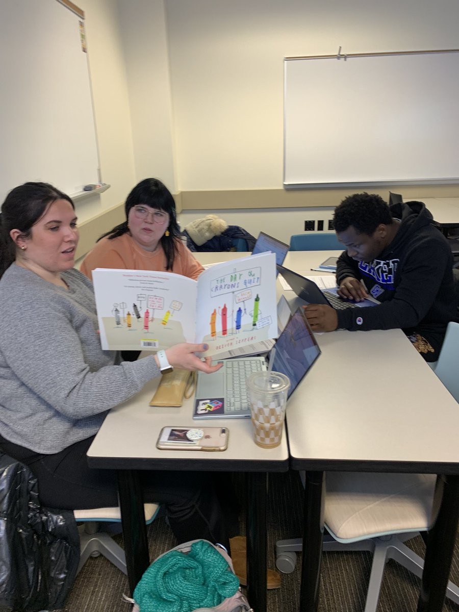 GVSU students planning interactive read alouds this morning!