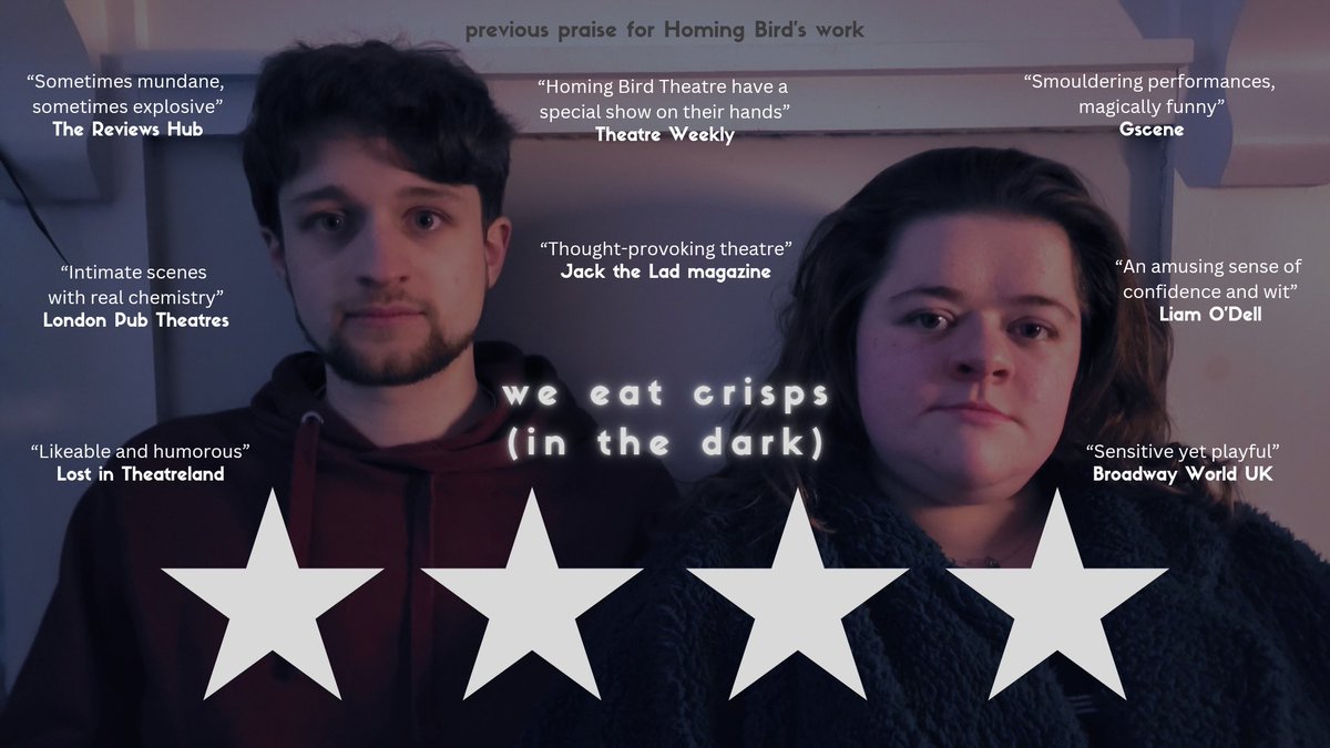 Our rehearsed reading premiere of 'we eat crisps (in the dark)' is approaching quickly on 29/01 🌟 Shortlisted for the 'Haddaway & Write' prize, it was deemed 'a unique, original premise' 👀 Take a look at the praise for our work! 🔗 eventbrite.co.uk/e/play-reading…