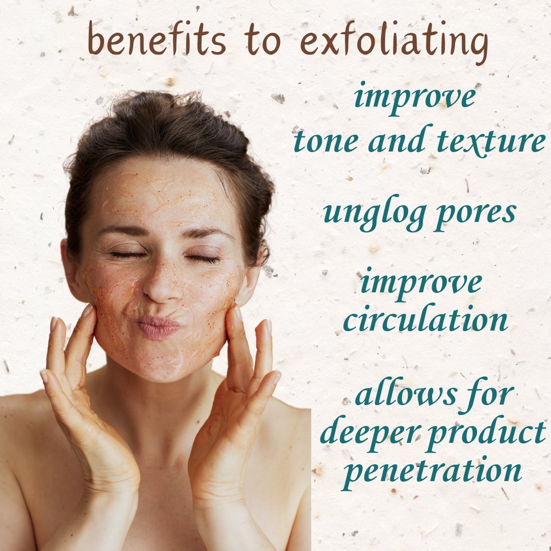Whether you're using an exfoliating wash, essence, serum or a gentle brush, exfoliation is key to healthy, glowing skin! #glowingskin #glowup #exfoliation #facials #selfcare #skincare #facescrub