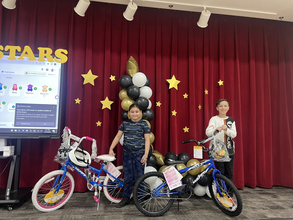 These students received new bikes for their perfect attendance at Booker ES, CONGRATULATIONS!!