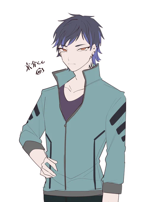 過去作でキャラグラなかった京介くんを所望されたので描きおろし、モブだけど気に入ってるから望まれたのは嬉しいね! #めがねの天ぷら #お願い私の手を引いて