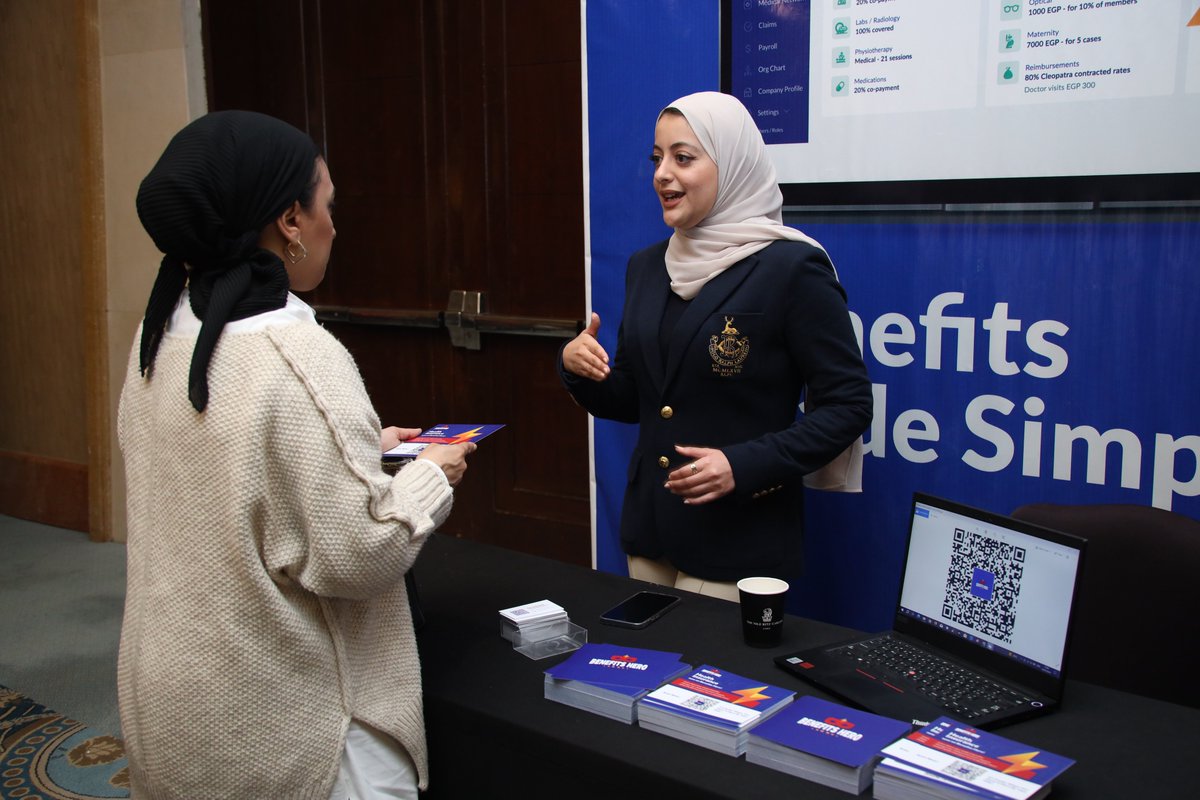 Benefits_Hero's tweet photo. Heroes don't always wear a cape, they sometimes wear a lovely blue blazer 📷
Our Senior Business Development Executive Esraa Nazeer at the United Media Services - Holistic Wellness Event explaining how Benefits Hero can contribute to employees wellbeing https://t.co/QboyAaFwCq