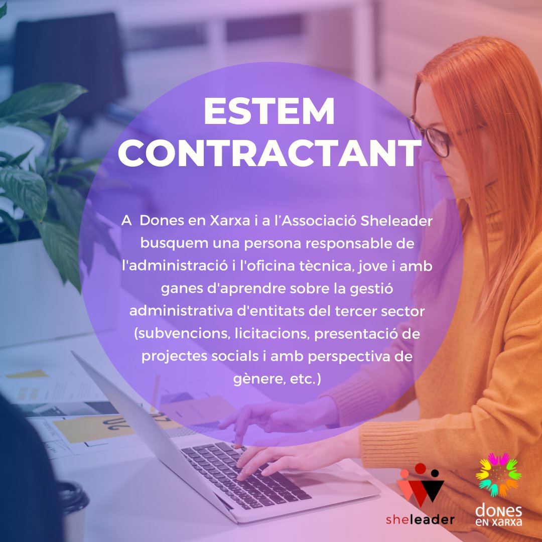 Angelesdex's tweet photo. 📢#OFERTALABORAL 📢
A #donesenxarxa i #sheleader busquem persones menors de 30 anys amb coneixements bàsics de gestió administrativa i bon maneig en eines ofimàtiques📲#feina #ofertafeina #laboral
⏰20h setmanals. Horari flexible!
📍+Info i inscripcions 👉🏼https://t.co/7Uj77Upy0H https://t.co/JAtrpZLnu4