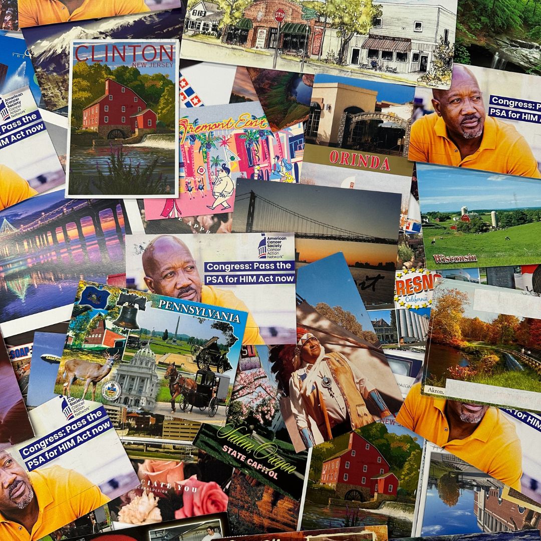 Hundreds of ACS CAN volunteers have sent in postcards to their Senators asking them to please cosponsor the #PSAforHIMAct! Here's a look at some of the postcards we'll be hand delivering to Senate offices next week. #CancerAdvocacy #HealthEquity #ProstateCancer