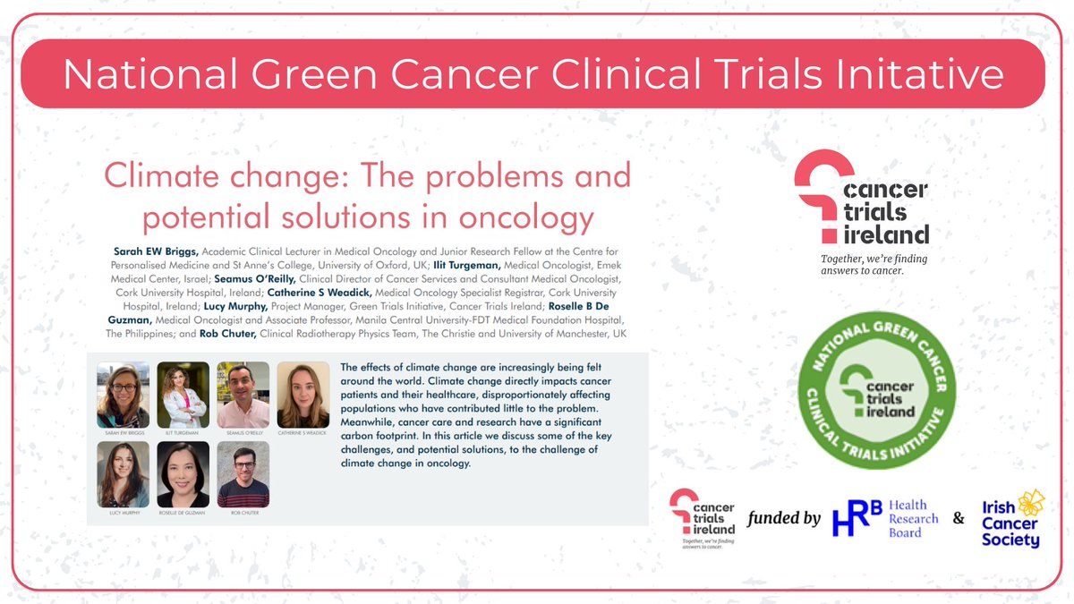 This special report, 'Climate change: The problems and potential solutions in oncology', explores some key challenges and potential solutions to the challenge of climate change in oncology. bit.ly/47HU6ti @Seamusoreilly18 @luucymuurphy #CancerResearch #ClimateChange