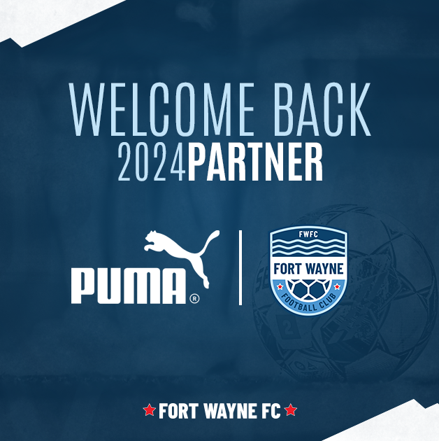 FortWayneFC's tweet photo. Welcome back to our official apparel partner @PUMA! 

Watch for our 2024 official jersey launch coming soon! #Kitpartner https://t.co/87YnLmpalk