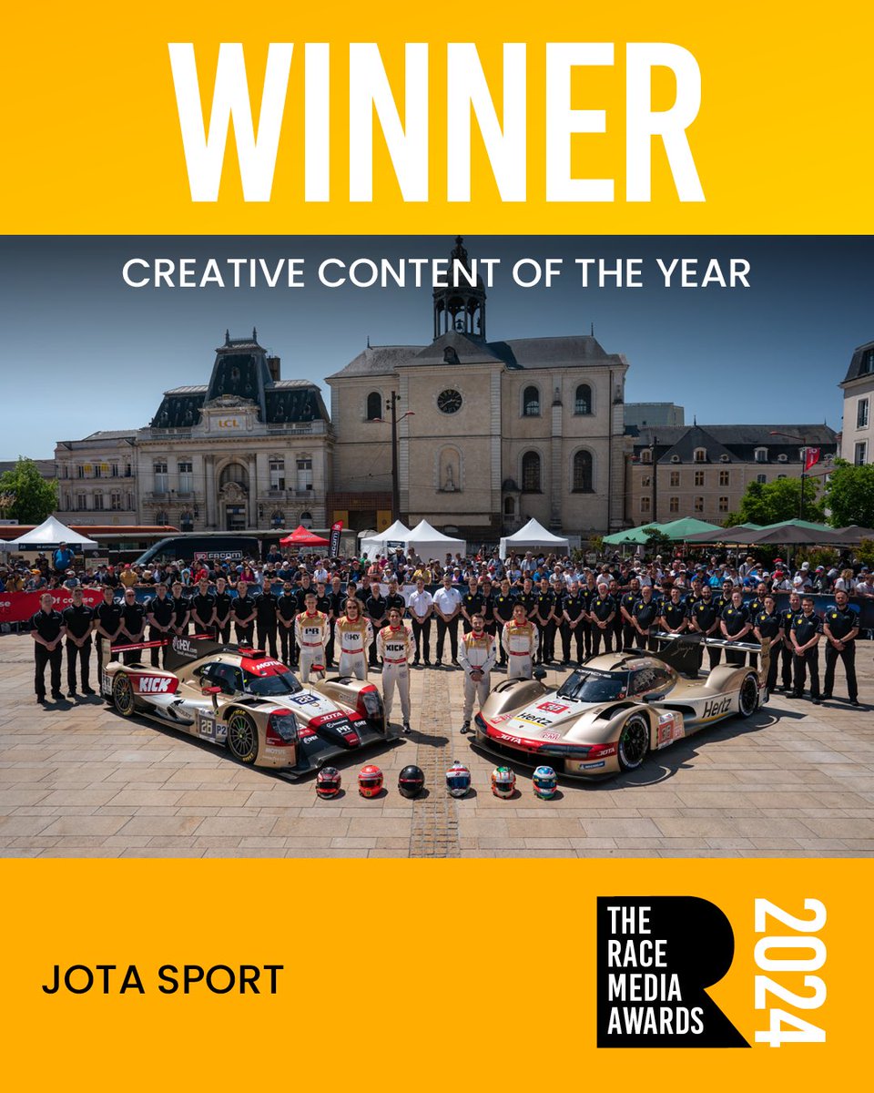 Some stunning entries in the Creative Content of the Year category. @JotaSport is this year’s Award winner for its coverage around its entry into sportscar racing’s Hypercar era! 🏆 #TRMA24