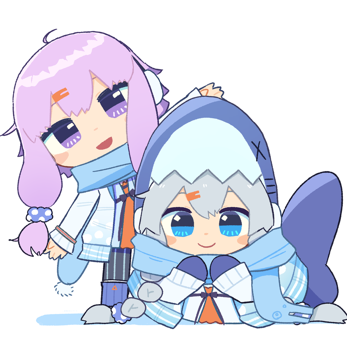 紲星あかり ,結月ゆかり 「オホーツクにしてもらったサメちゃん」|このほしのイラスト