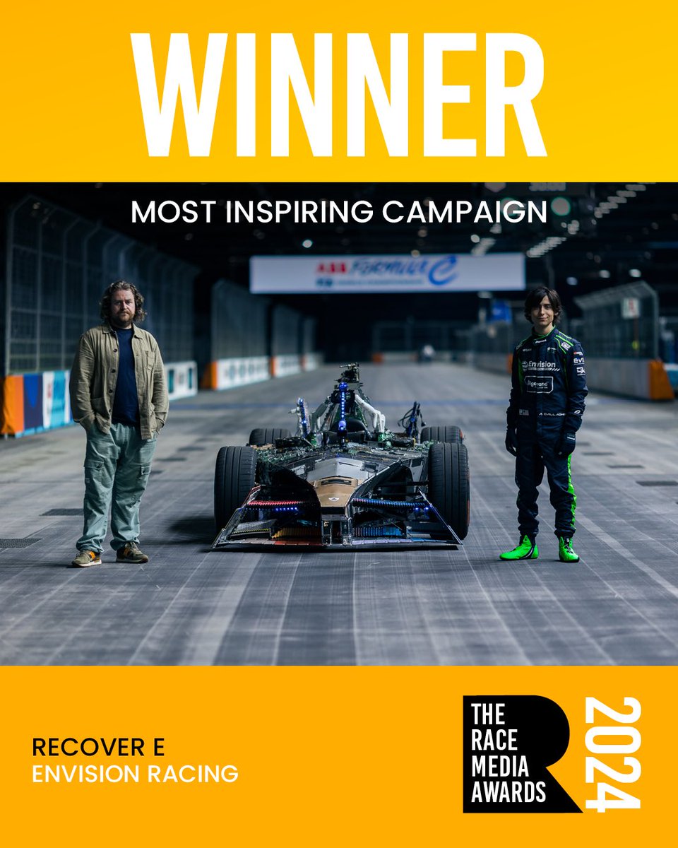 Just like that, it’s time for our *final* award: Most Inspiring Campaign 🏆 This year’s specially-designed trophy, presented by @motusone CEO Omar Al Farooq, goes to @Envision_Racing for its Recover E campaign ♻️ #TRMA24