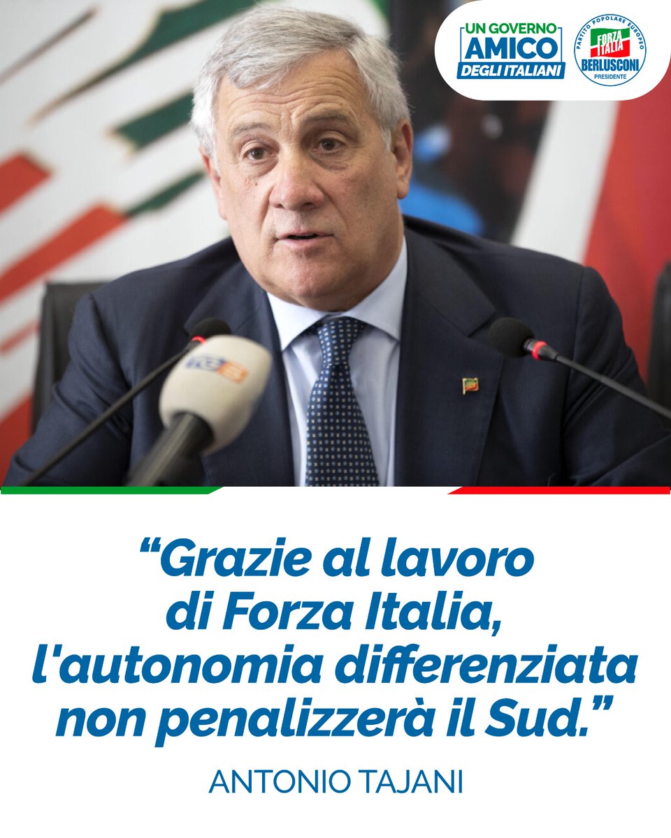 Il Sud non verrà penalizzato dall' #autonomiadifferenziata. Il lavoro di Forza Italia, con grande buonsenso, ha evitato squilibri. Questa riforma può essere un’opportunità per rafforzare l’unità del Paese. A tutti garantiremo gli stessi diritti!