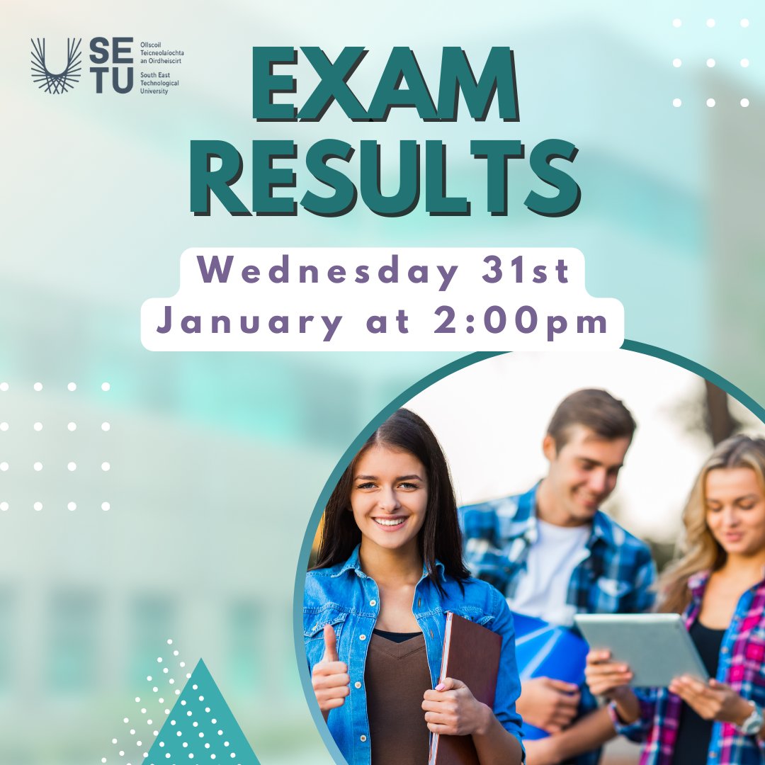 SETU Carlow Campus exam results will be available here on Wednesday 31st January at 2pm: itcarlow.ie/study/admissio…