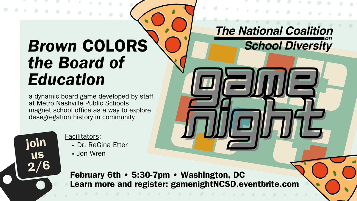 As we approach the 70th anniversary of #BrownvBoard, we’re hosting a game night on “Brown COLORS the Board of Education,” an educational board game that commemorates Brown & teaches players about the intricacies of the historic case. Learn more & register: gamenightncsd.eventbrite.com