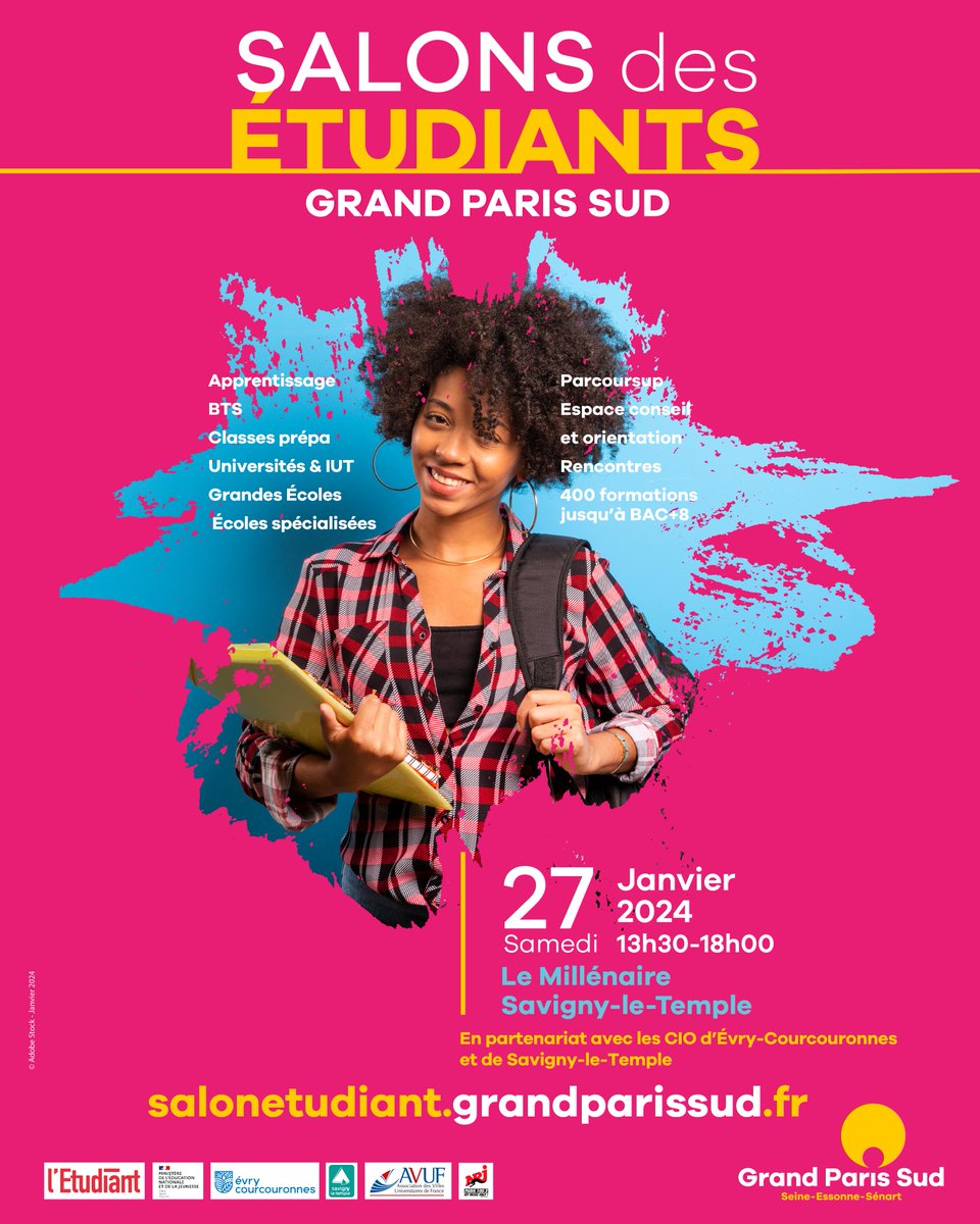 Aujourd’hui c'est la #journeedeleducation et ça tombe bien !
🎓 Rendez-vous le samedi 27 janvier au Millénaire à <a href="/villedesavigny/">savignyletemple</a> de 13h30 à 18h pour le second salon des #étudiants 2024 de l'Agglo !
#Parcoursup