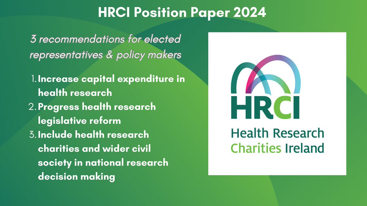 We don't ask nearly enough of Government & policy makers when it comes to health research, even though it's DIRECTLY linked to healthier & longer lives. #HealthResearchMatters Read the @HRCIreland 2024 Position Paper here & join us in asking for better: lnkd.in/e2bctSRJ