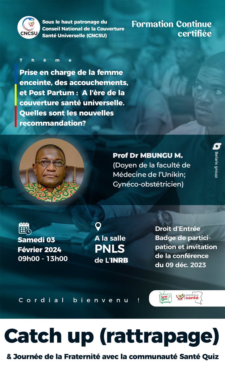 santequiz1's tweet photo. Ce samedi 03/02, nous poursuivons avec notre activité de formation continue et de relance des activités de Santequiz en 2023, Ne manquez pas 📌📌📌

@rogerkamba @holenns @Golva6 @DeniseNyakeru @FondationDNT @GuyLoando_ @cncsurdc1 https://t.co/l16S8cdwQK