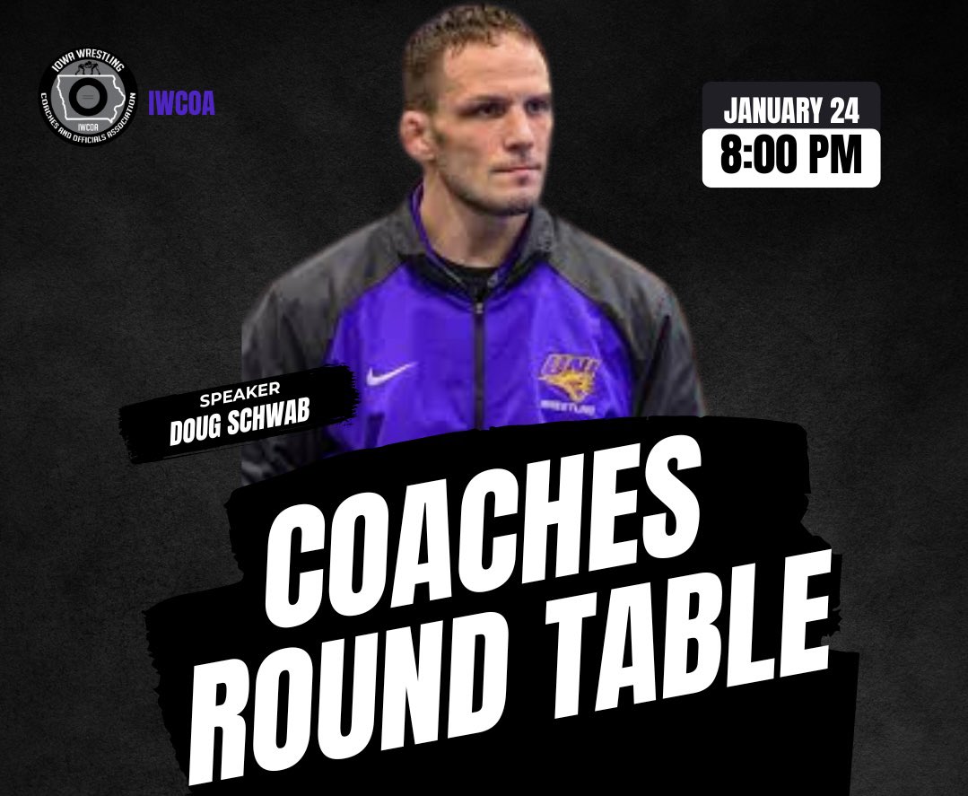 TONIGHT for our members we have a mini-session with the men’s head coach at the University of Northern Iowa, Doug Schwab! 🤘🏻