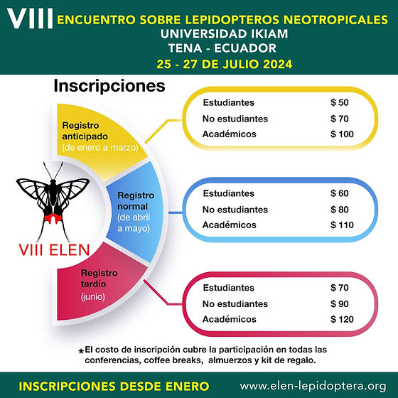 elen2024's tweet photo. INSCRIÇÕES ABERTAS! Se você deseja participar do VIII Encontro sobre Lepidópteros Neotropicais em Tena, Equador, já pode se inscrever e reservar sua vaga no site do evento: https://t.co/DndScfRf3r https://t.co/gbDNQfabNA