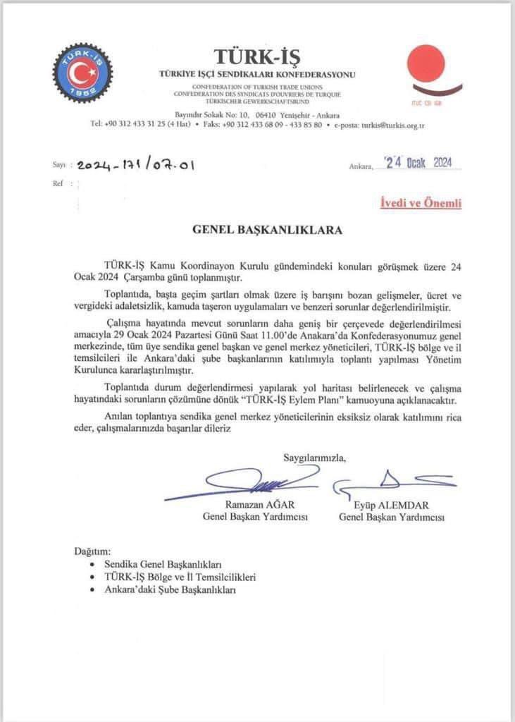 TÜRK-İŞ KONFEDERASYONUMUZ BAĞLI SENDİKALARI İLE 
EYLEM PLANINI AÇIKLAYACAK!!
<a href="/KOOPISSENDIKASI/">Koop-İş Sendikası</a> 
<a href="/alemdareyup/">Eyüp Alemdar</a> 
<a href="/KoopisAnkara1/">TÜRK-KOOP-İŞ SENDİKASI Ankara 1 Nolu Şube</a> 

koopis.org.tr/haber/tuerk-is…