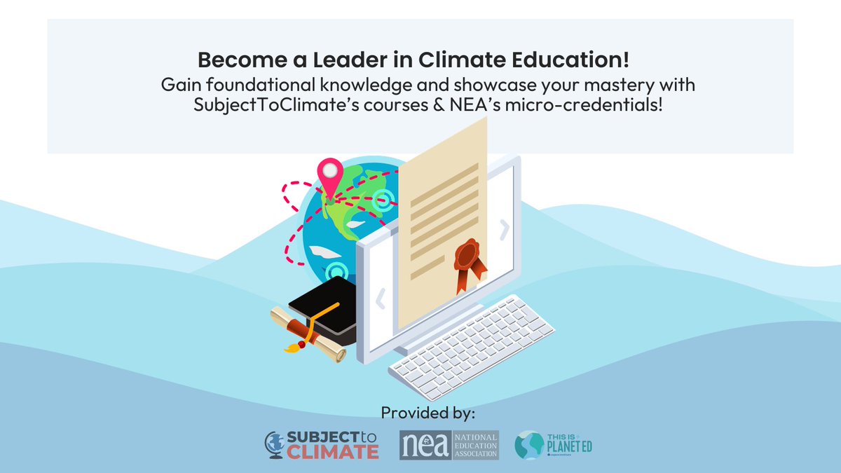 subjecttoclimat's tweet image. 🌱Explore #ClimateEducationCourses:

💠@subjecttoclimat &apos;s Climate Education Essentials
💠@NEAToday &apos;s Climate Change &amp;amp; Environmental Justice micro-credentials 

🔗: bit.ly/48cGze4 
🔗: bit.ly/3S0Ept5

#EducatorsForChange