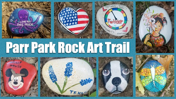 FamilyeGuide's tweet photo. Did you know along the trail outside of #ParrPark, there are thousands of rocks delicately painted with inspirational quotes, cartoon characters, nature &amp; wildlife, #Texaslandmarks and so much more? https://t.co/iaezZ3z9vL #GrapevineTX https://t.co/35sOqkGu1G