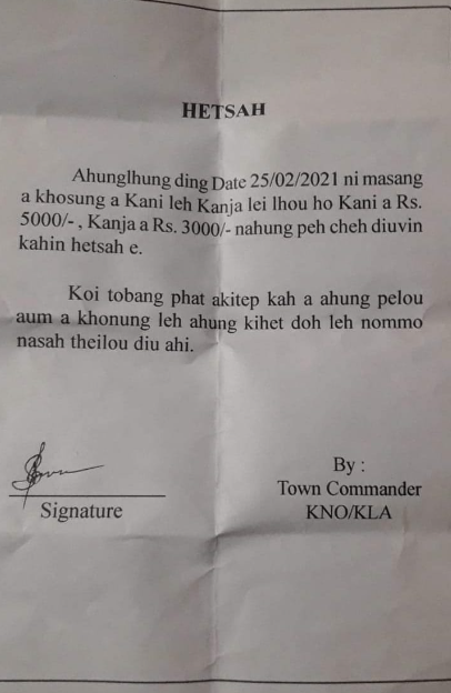 Gooner_Homer's tweet photo. Another reason why SoO abrogation is much needed against #KukiTerrorist who are enjoying SoO Agreement!

An Extortion Letter against Villagers who are cultivating Poppy or Ganja,
by KNO/ KLA (Kuki National Organisation/Kuki Liberation Army)

Translation:
                                   ANNOUNCEMENT

It is hereby announced to all the villagers whoever are cultivating Poppy or Ganja that on or before 25/02/2021, they have to give a ransome of Rs 5000 for Poppy and Rs 3000 for Ganja.

Whosoever Fails to provide the money before the said date will face consequences for which you will be solely responsible

by:
Town commander
KNO/ KLA (Kuki National Organisation/Kuki Liberation Army)

@AbhijitChavda @AskAnshul @MumbaichaDon @ramindesai @RajatSethi86 @DivyaSoti @TanushreePande