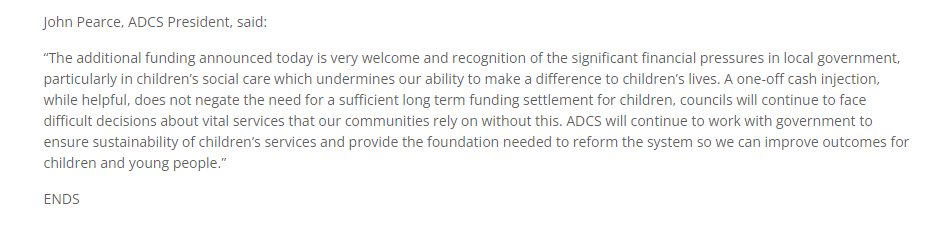 ADCS President @johnPDurham responds to today's social care funding announcement by @luhc 👇🏾