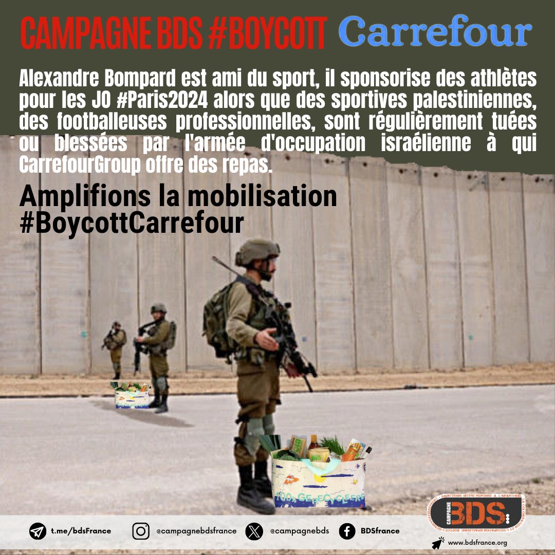 CoordinationBD1's tweet photo. @PUMA a annoncé qu’il cessait de sponsoriser l’apartheid israélien, exigeons
que @CarrefourGroup rompe son contrat avec les sociétés israéliennes de
distribution et mette fin à sa complicité avec Israël. Qu’attendez-vous
@bompard ? Vos magasins se vident #BoycottCarrefour https://t.co/qGGtC85iMz