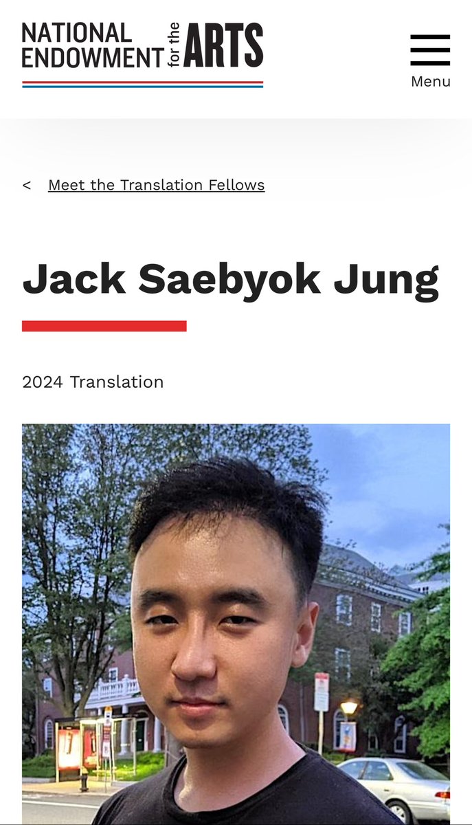 I am truly grateful to share that my project of translating @PoetKimHyesoon’s “Thus spoke n’t” has been awarded 2024 Translation Fellowship by the National Endowment for the Arts. Thank you @NEAarts. Honored to be among such amazing group of translators. arts.gov/impact/literar…