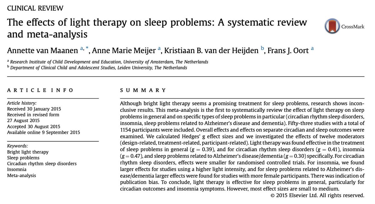 Bright light therapy ALSO helps with sleep problems like insomnia