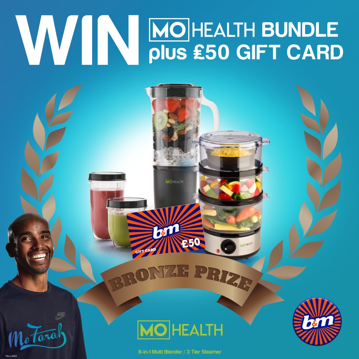 🥇#COMPETITION🏃

We've teamed with #MoFarah to give ONE chance to #WIN a bundle of 2 Products including 8-in-1 Multi Blender, 3 Tier Steamer and £50 B&M Gift Card.

Get mo-tivated & WIN #MoHealth prizes!

For a chance;

1) FLW & RT
2) COMMENT #MOHealth

Ends 9am 31/1/24