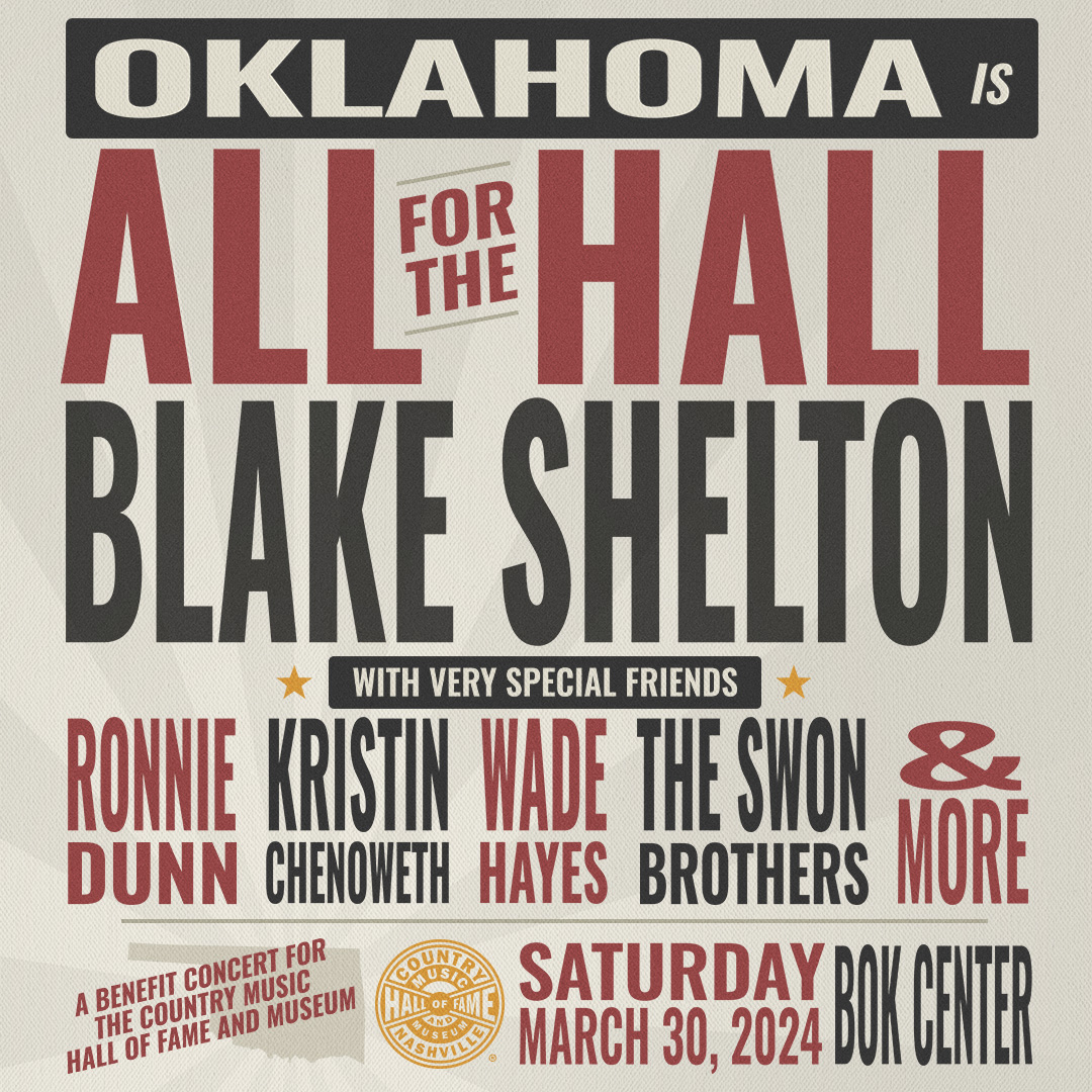 Use pre-sale code 'COWBOY' for access to exclusive tickets to @blakeshelton's #AllForTheHall concert at the @BOKCenter supporting the @countrymusichof! ticketmaster.com/event/2000602E…