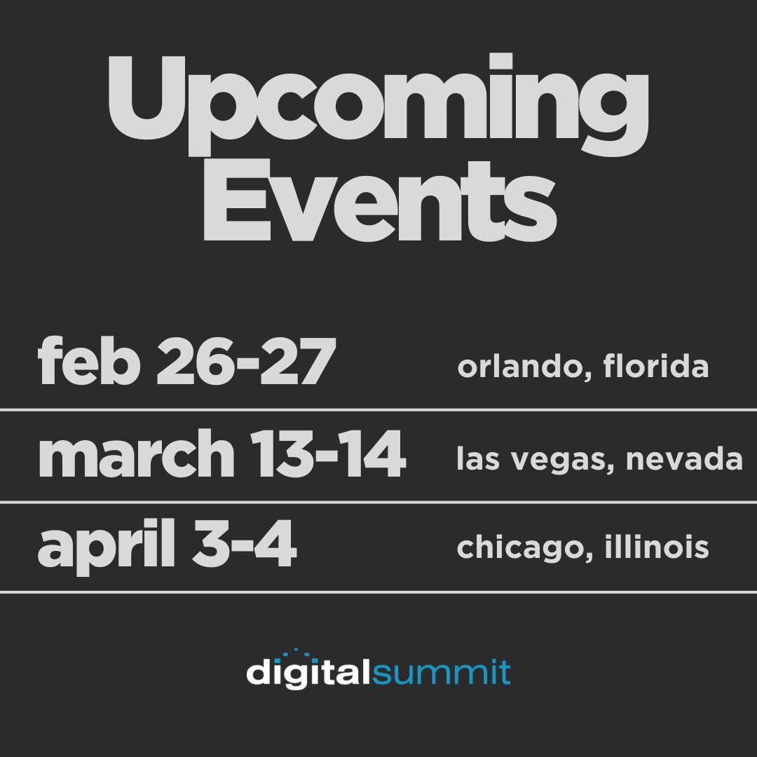 Catch us while you can! In just one month, the 2024 Digital Summit Series kicks off. Want to book a workcation? 🌴 We got you. Want to stay close by? 🏠 We'll be there. See which #marketingevent piques your interest at ow.ly/XGaM50Qu3cr