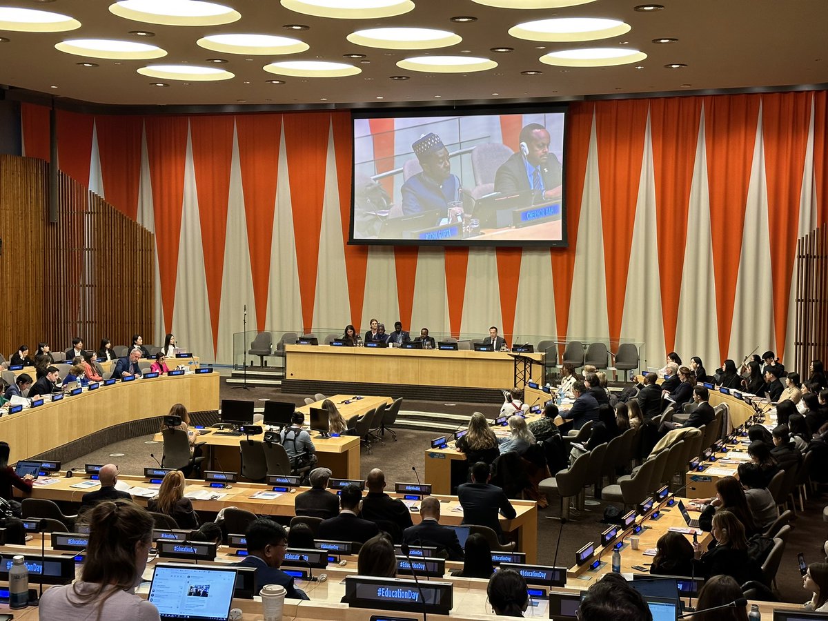 Impressed with <a href="/Cee_Bah/">Chernor Bah</a> from Sierra Leone and his leadership and commitment to the transformative power of education as a potent tool to foster peace. Thank you to <a href="/UNESCO/">UNESCO 🏛️ #Education #Sciences #Culture 🇺🇳</a> for convening this important discussion on #EducationDay.