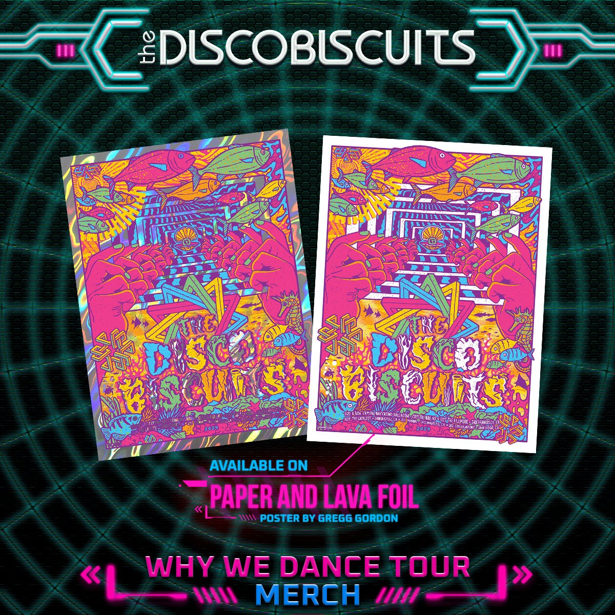 💃 NEW MERCH 🕺 Check out our Why We Dance Tour Merch Line featuring our first fan-licensed designs of 2024!

👉 Also peep our first poster of this run - an underwater dream by <a href="/GIGART/">Gregg Gordon</a> 🪸👽🪸 Available on paper and lava foil through the San Diego show, while supplies last.