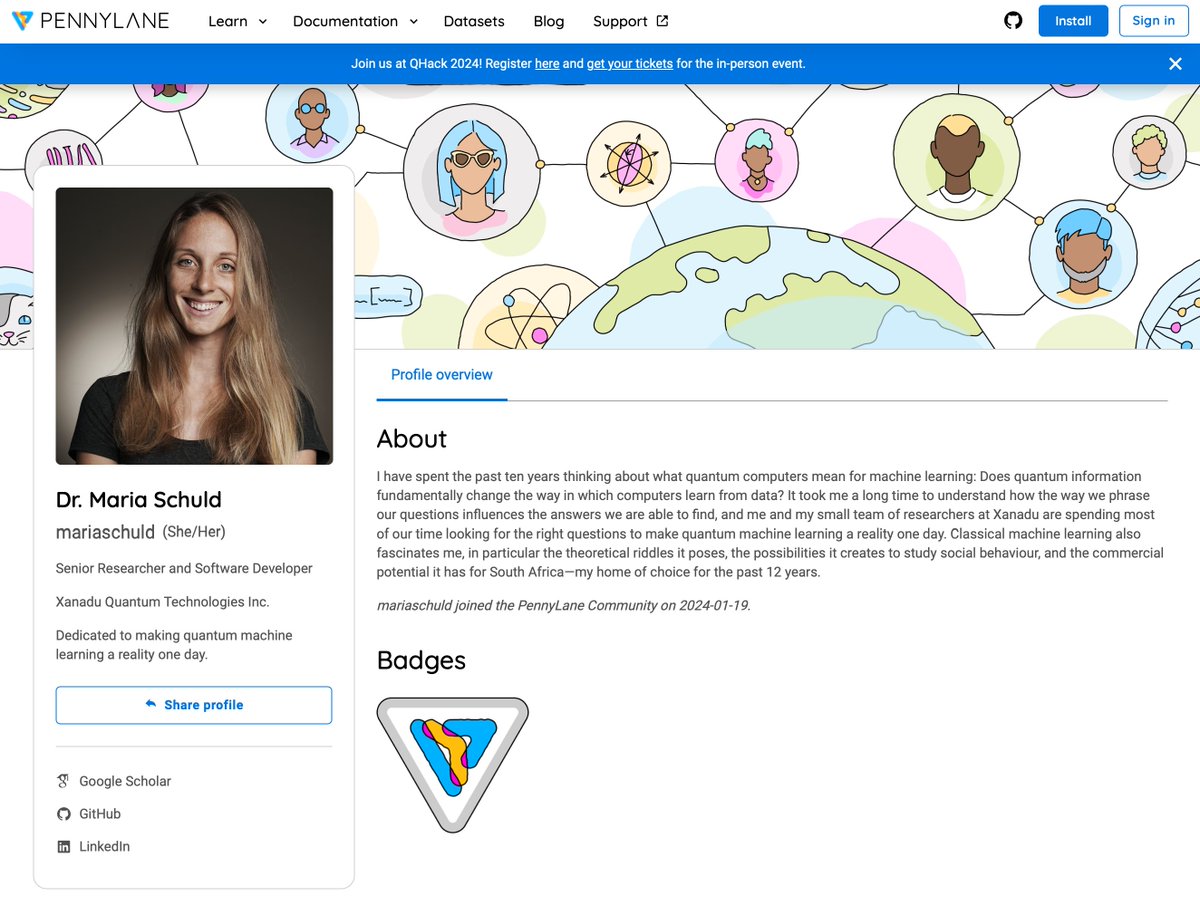 We're excited to launch PennyLane Profiles! Think LinkedIn, but for quantum 🤝

Share more about who you are and your accomplishments and interests with the quantum computing community. Sign up for a PennyLane account today and earn your first badge ✨

pennylane.ai